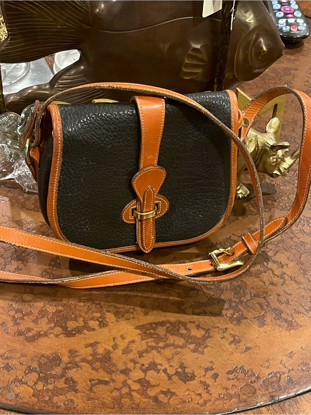 Black & Tan Leather Crossbody Bag